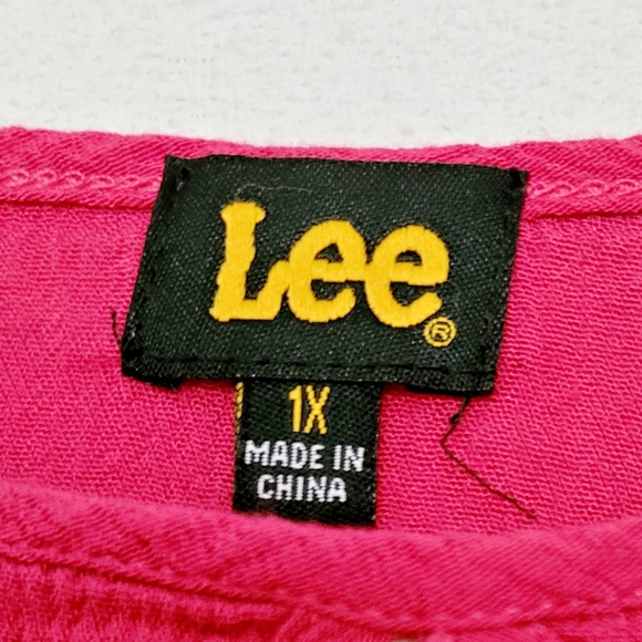 Lee Women's 100% Rayon Mesh Embriodered Boho Blouse Barbie Pink 1X - Picture 16 of 16